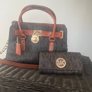 MICHAEL Michael Kors Brown and Tan Satchel including wallet.